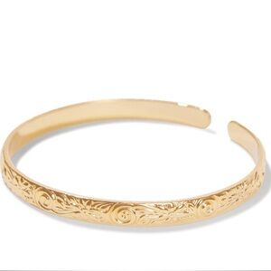 Our Spare Change Small Floral Elegant Gold-Tone Cuff Bracelet